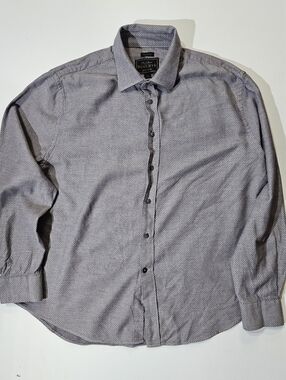 Jos. A Bank Reserve Mens XL Tailored Fit Grey Geometric Button Down Shirt